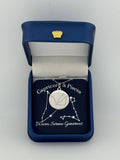  Silver Capricorn and Pisces constellation medallion necklace in gift box with silver foil zodiac card
