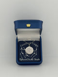  Silver Gemini + Virgo constellation medallion necklace in gift box with silver foil zodiac card
