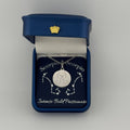 Silver Scorpio and Scorpio constellation medallion necklace in gift box with silver foil zodiac card

